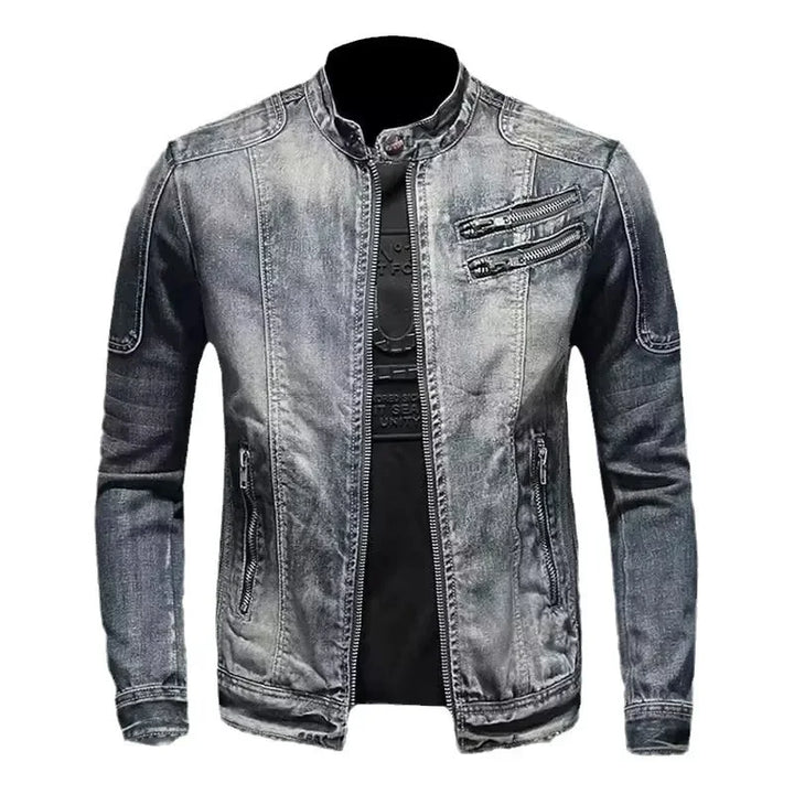 Klausdenim Washed-Denim-Jacke mit Stehkragen