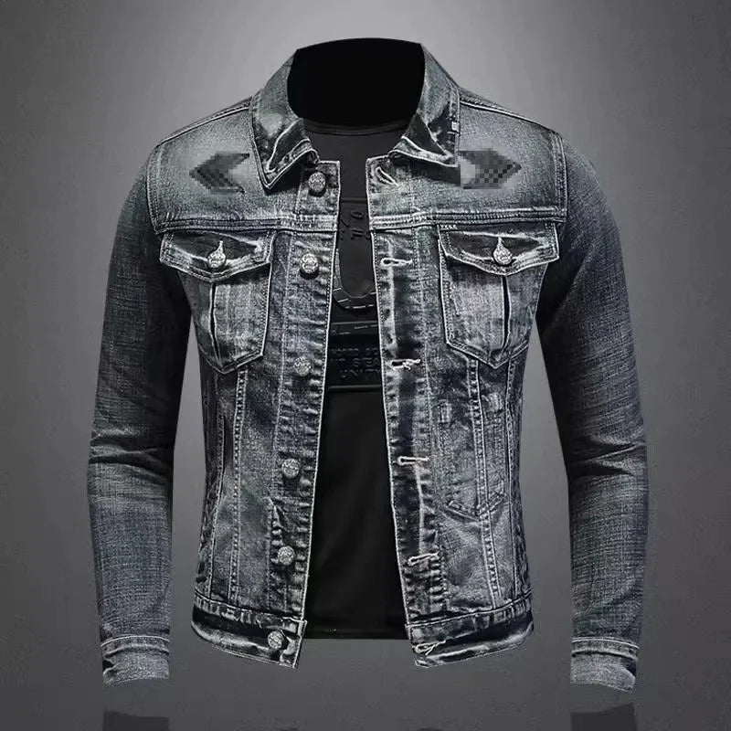 Klausdenim Washed-Denim-Jacke mit Umlegekragen