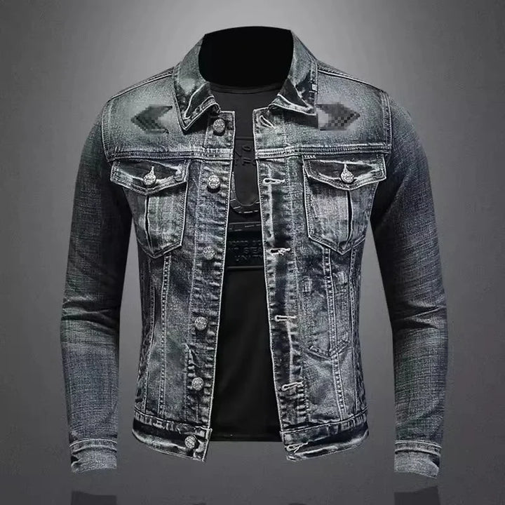 Klausdenim Washed-Denim-Jacke mit Umlegekragen