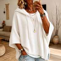 Janice™ | Kapuzen-Poncho-Pullover in Weiß