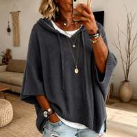 Capucine™ | Kapuzen-Poncho-Pullover in Anthrazit