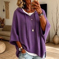 Elodie™ | Kapuzen-Poncho-Pullover in Violett