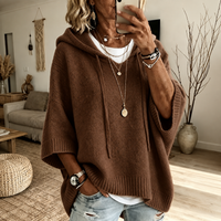 Louise™ | Kapuzen-Poncho-Pullover in Braun