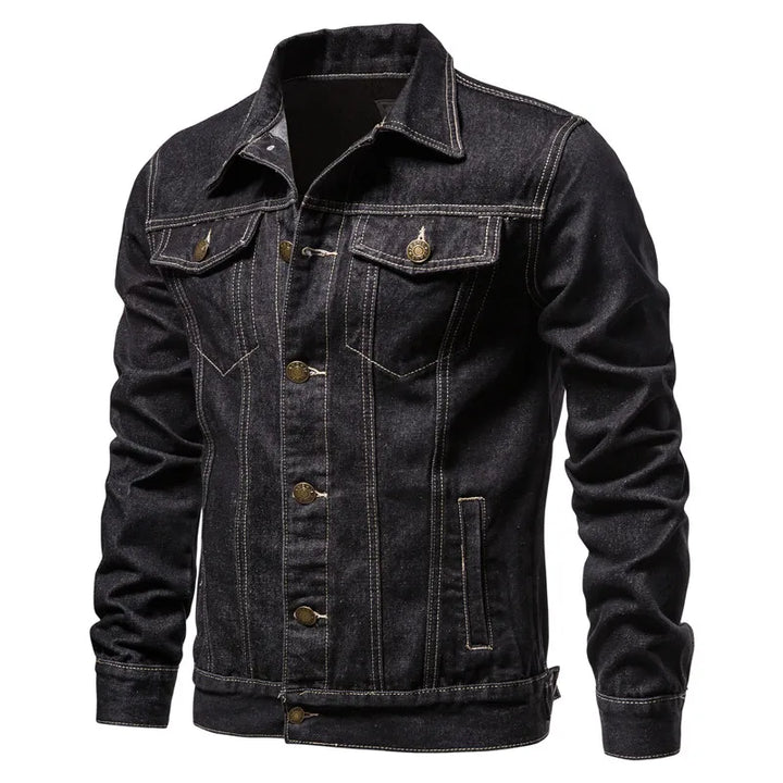 Rupertdenim Denim-Bikerjacke getragen