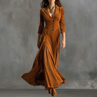 Audrey™ | Maxikleid in Samtoptik mit Knopfleiste