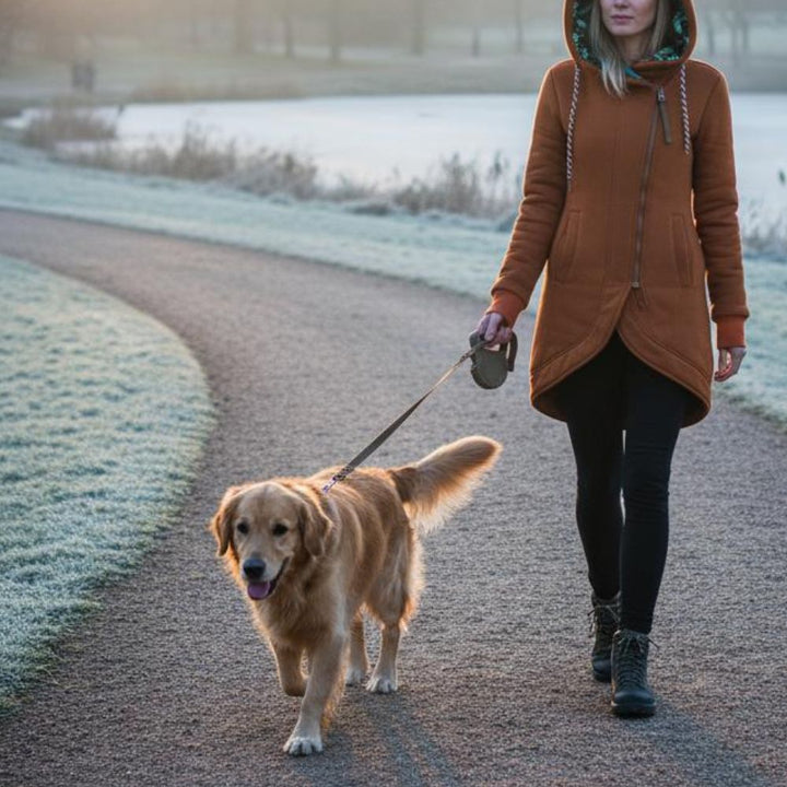 Sigrid Kapuzenparka in Orange, getragen im Freien