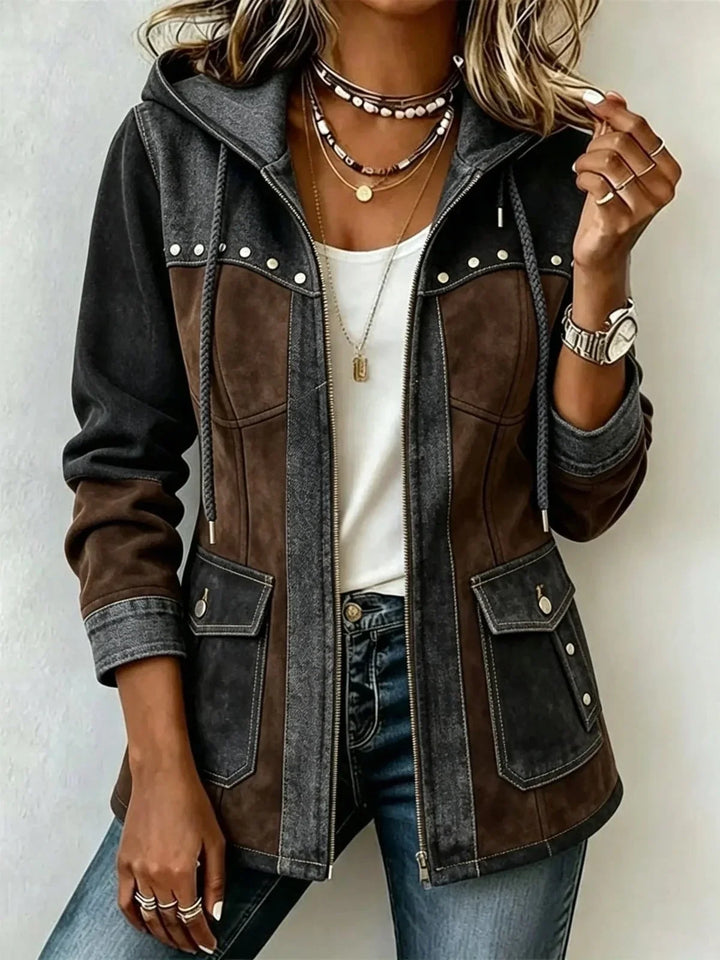 Véronique™ Kapuzenjacke in Anthrazit/Braun