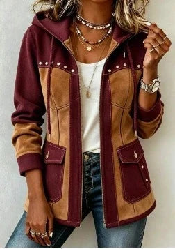 Véronique™ Kapuzenjacke in Bordeaux/Kamel