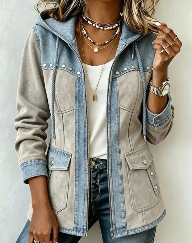 Véronique™ Kapuzenjacke in Hellblau/Perlgrau