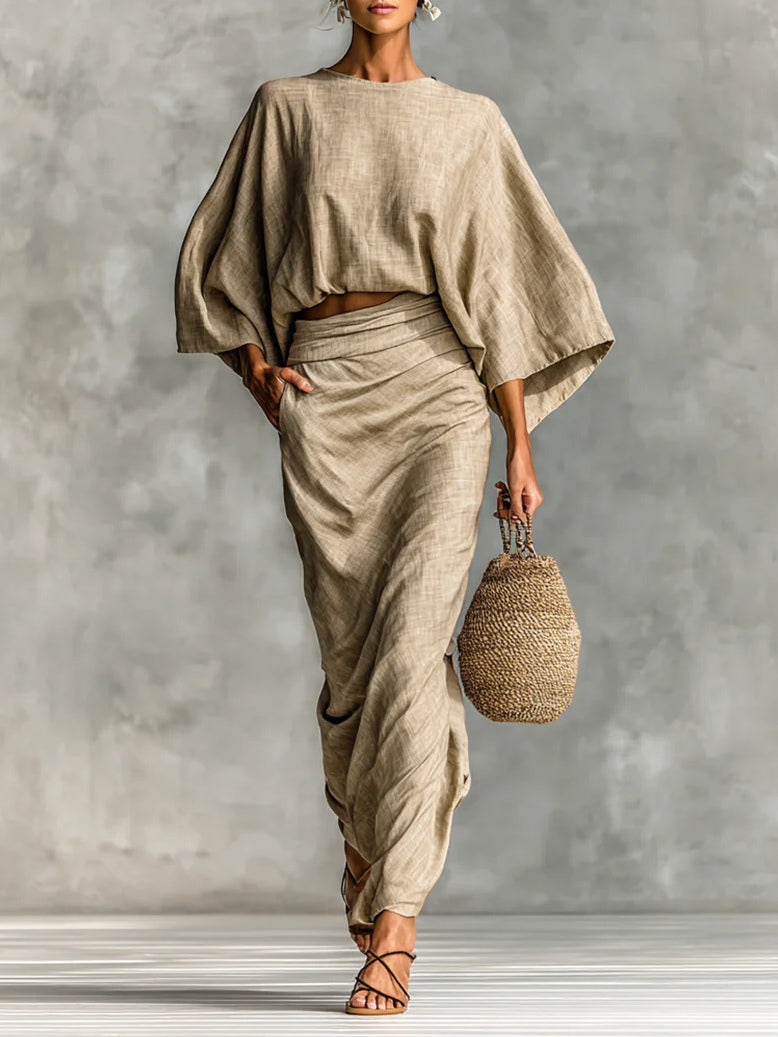 Julia Zweiteiler mit Rock in Khaki