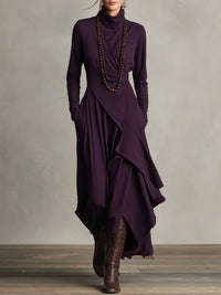 Vivienne™ | Asymmetrisches Maxikleid mit Rollkragen