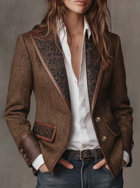 Gisèle™ | Blazer in Fischgrat-Optik mit Paisley-Revers