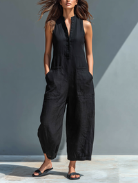 Marceline™ | Ärmelloser Jumpsuit mit Stehkragen und Taschen