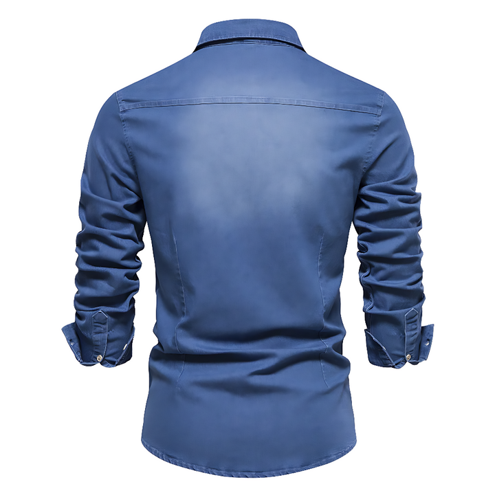Davidhemd Jeans-Hemdjacke, Rückansicht hell