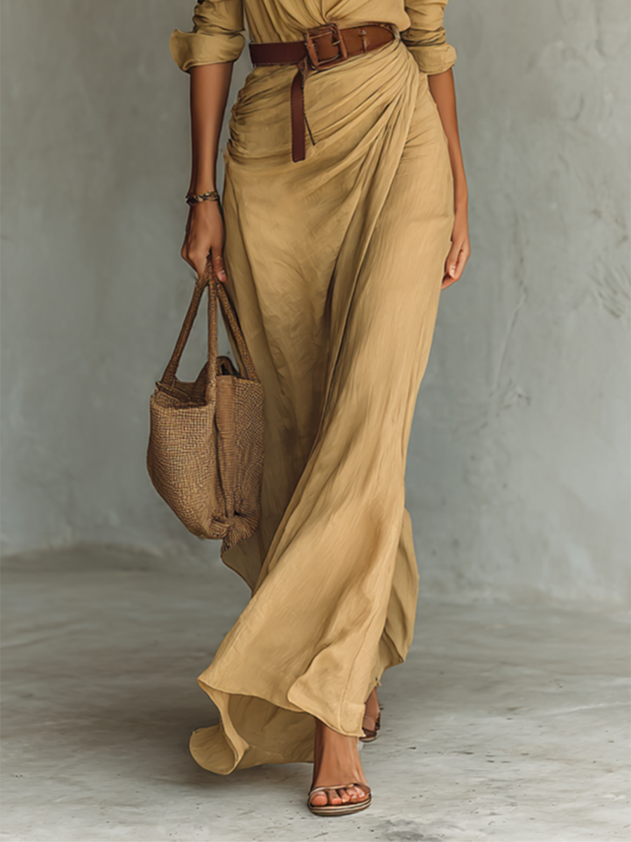 Victoire langes Hemdblusenkleid, Seitenansicht
