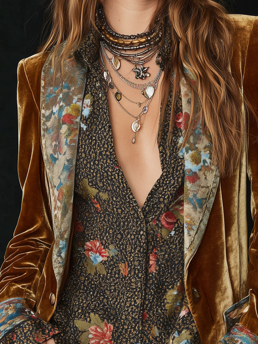Marcelline™ Blazer – Detail Schalkragen im Blumenmuster