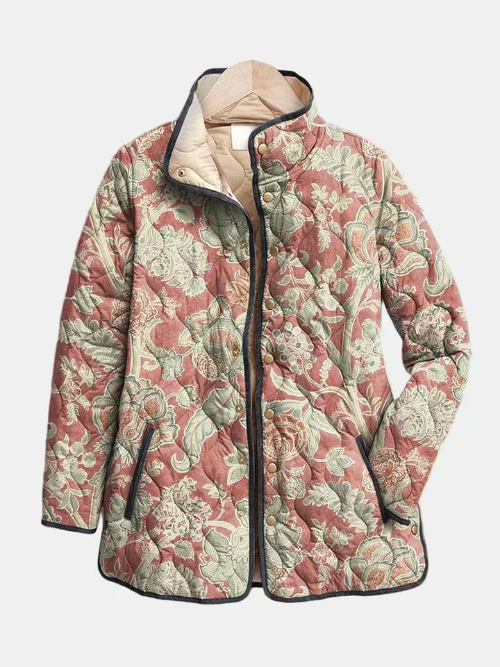 Paulette™ Steppjacke mit Damastmuster in Terrakotta, Vorderansicht