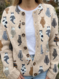 Charlotte™ | Strickjacke mit Katzenmuster