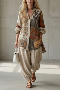 Tara™ | Zweiteiler mit Print-Bluse und Ballonhose