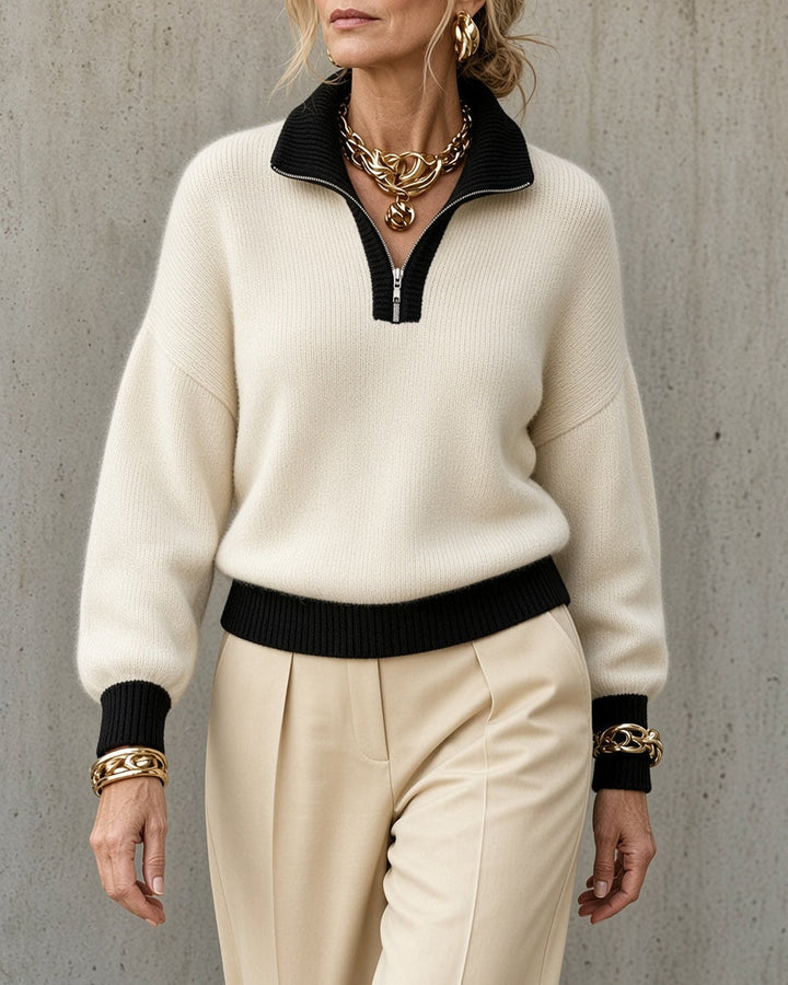 Monica™ Pullover in Creme/Schwarz