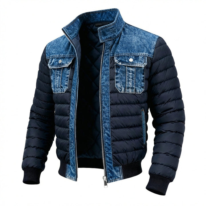 Tobiasdenim Steppjacke mit Denim-Einsätzen, Vorderansicht