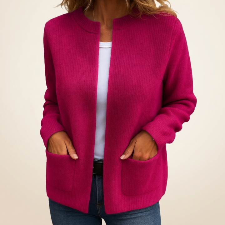 Colette offene Strickjacke in Pink
