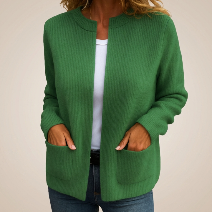 Colette offene Strickjacke in Grün