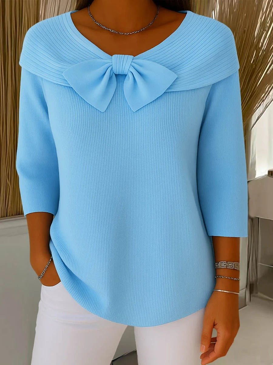Tivella Pullover mit Schleife in Blau