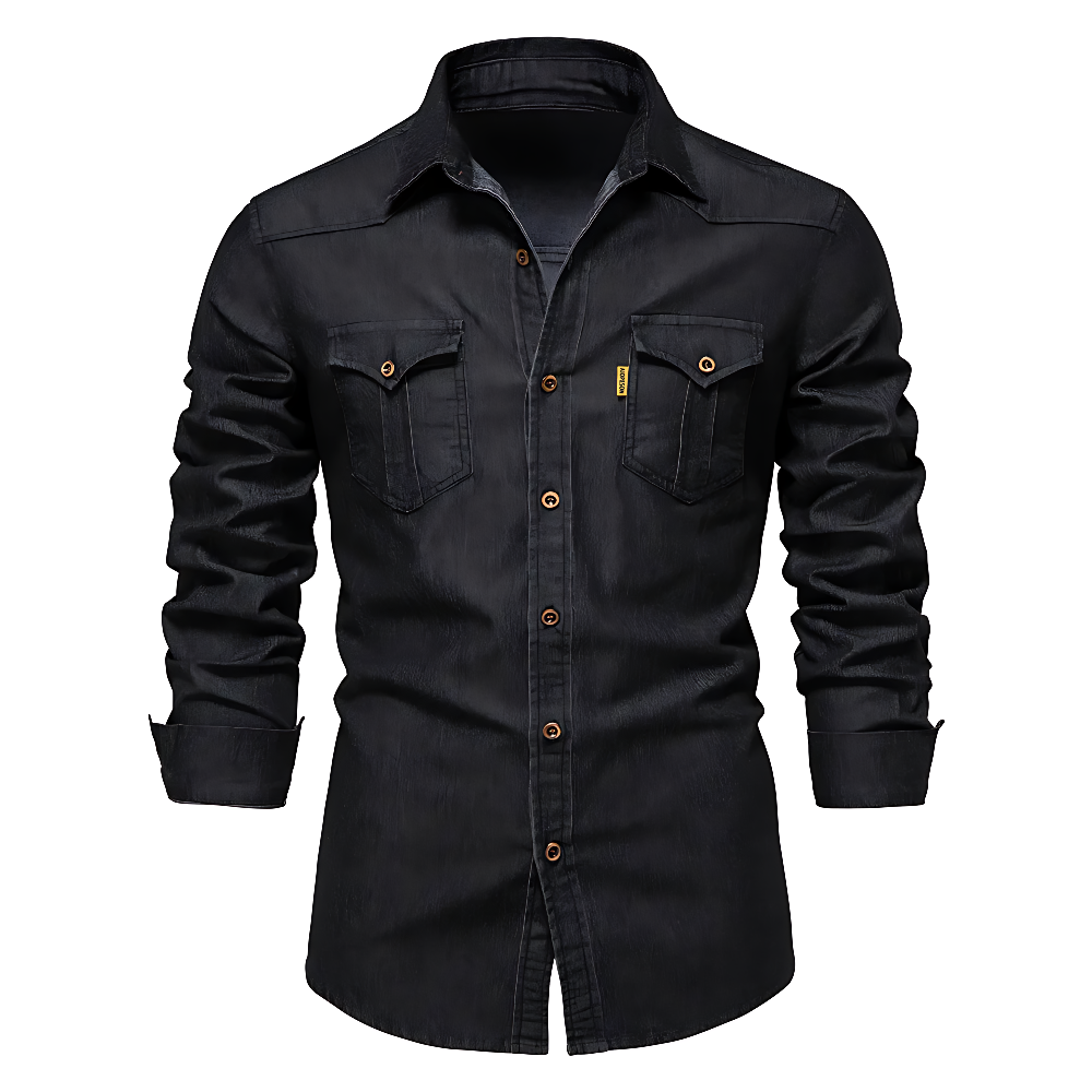 Davidhemd Jeans-Hemdjacke in Schwarz