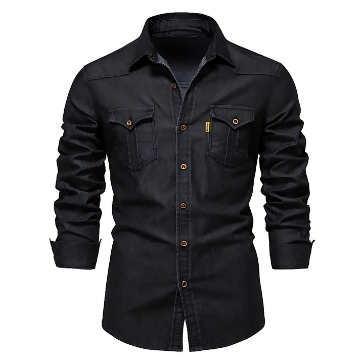 Davidhemd Jeans-Hemdjacke in Schwarz