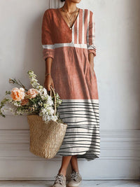 Zoey™ | Maxikleid im Colourblock mit Streifen