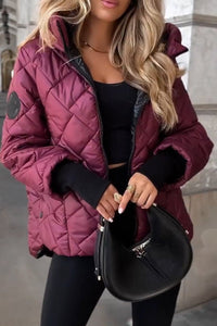 Sarah™ | Steppjacke mit Rautensteppung und Kapuze